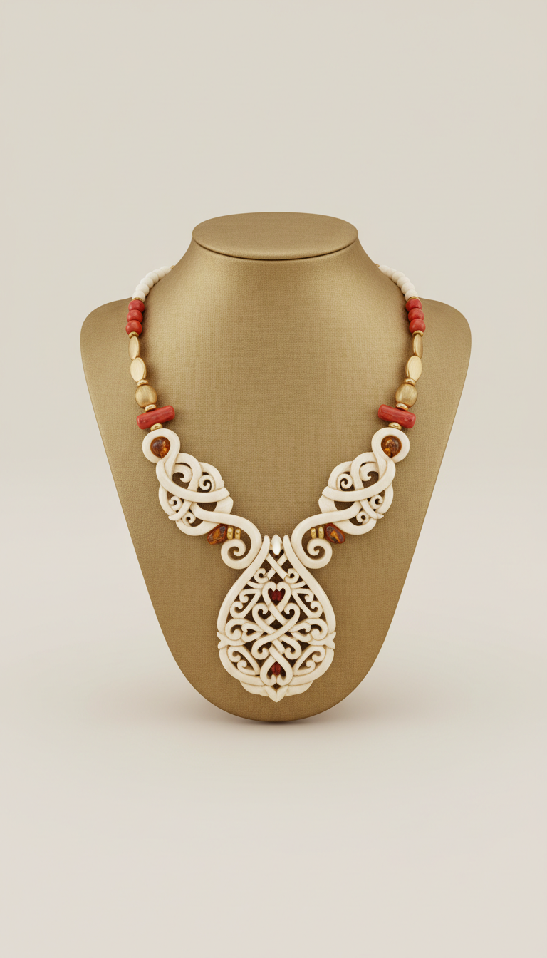 Ivory Necklace with Ornate Craftsmanship